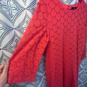 NWOT Orange Lace Long Sleeve Dress w/Scoop Neck and Lined Bodice, ADORABLE